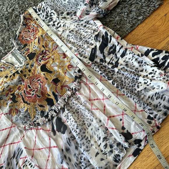 Anthropologie Mathilda Balloon Sleeve Mixed Print Blouse Size XSmall Floral Boho - Picture 8 of 11